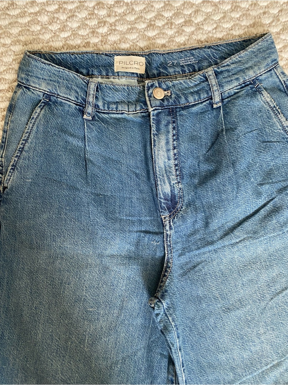 Pilcro Pleated High Rise Wide Leg Jeans - Picture 6 of 8